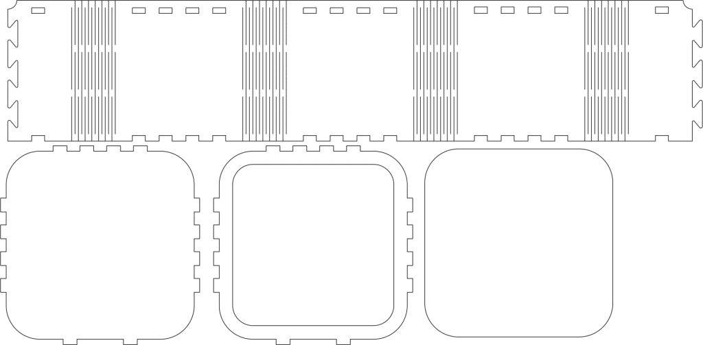 Caja cuadrada de esquinas redondeadas — vector para corte CNC