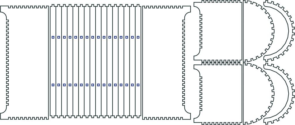 Cofre con bisagras vivas — vector para corte CNC