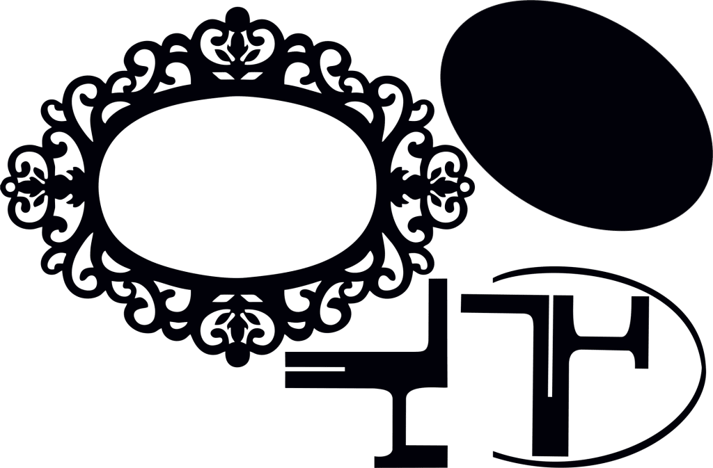 Espejo ovalado con base — vector para corte CNC