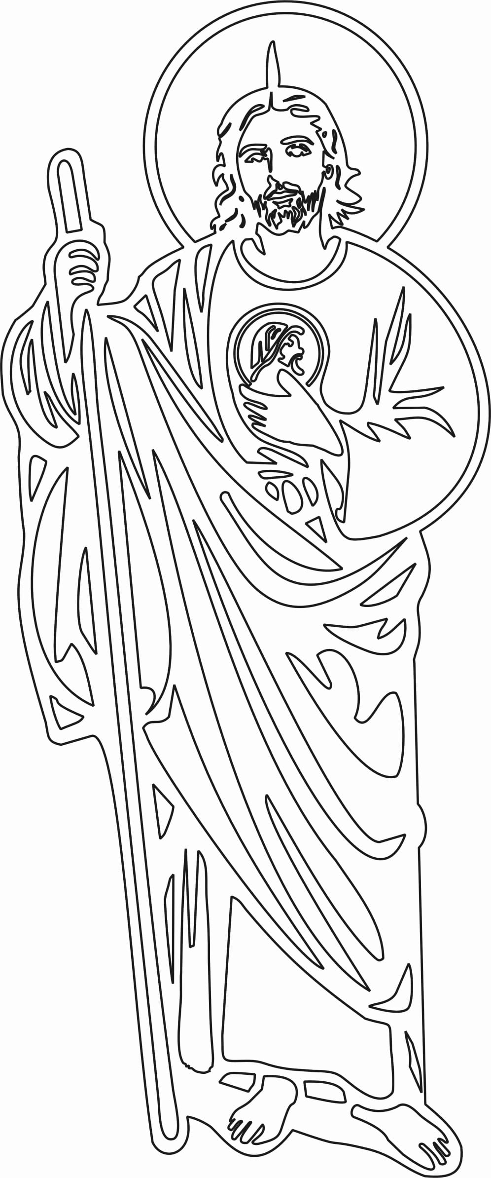San Judas Tadeo Black And White Sketch Coloring Page