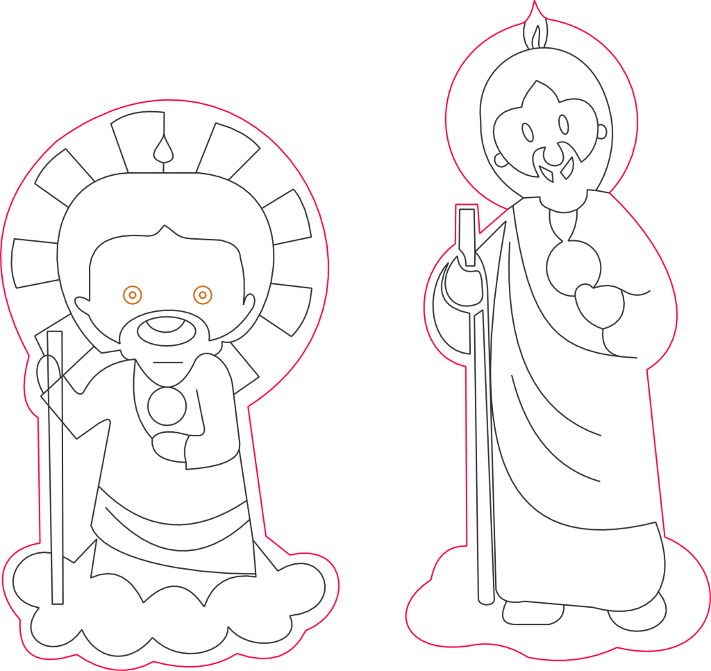 San Judas caricaturizados — vector para corte CNC