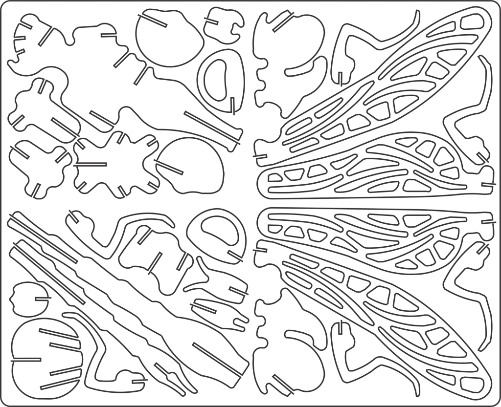 Insecto alado armable — vector para corte CNC