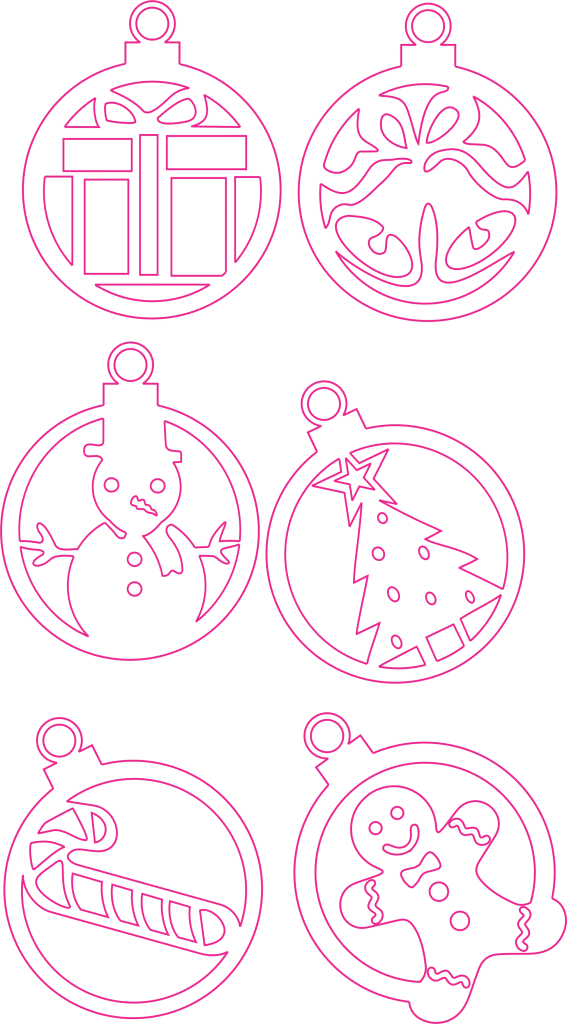 Set de esferas navideñas bidimensionales — vector para corte CNC