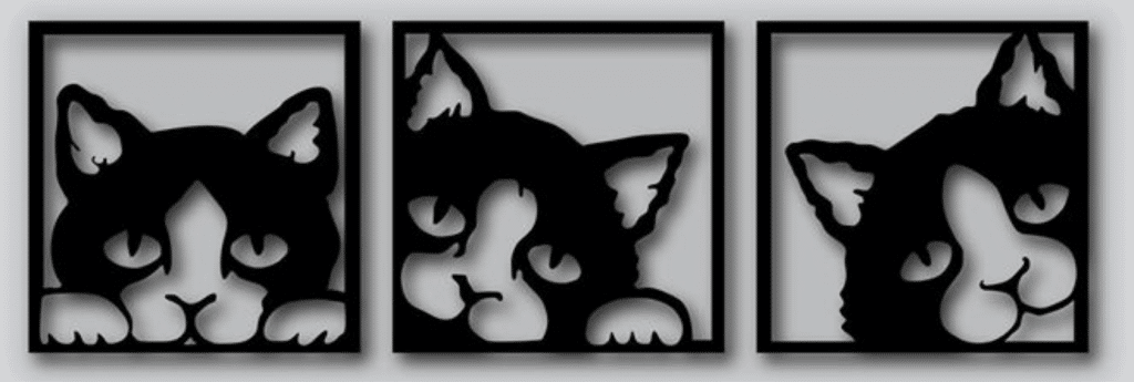 Tres gatos — vector para corte CNC