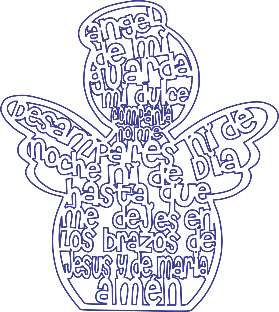 Silueta de ángel con oración — vector para corte CNC
