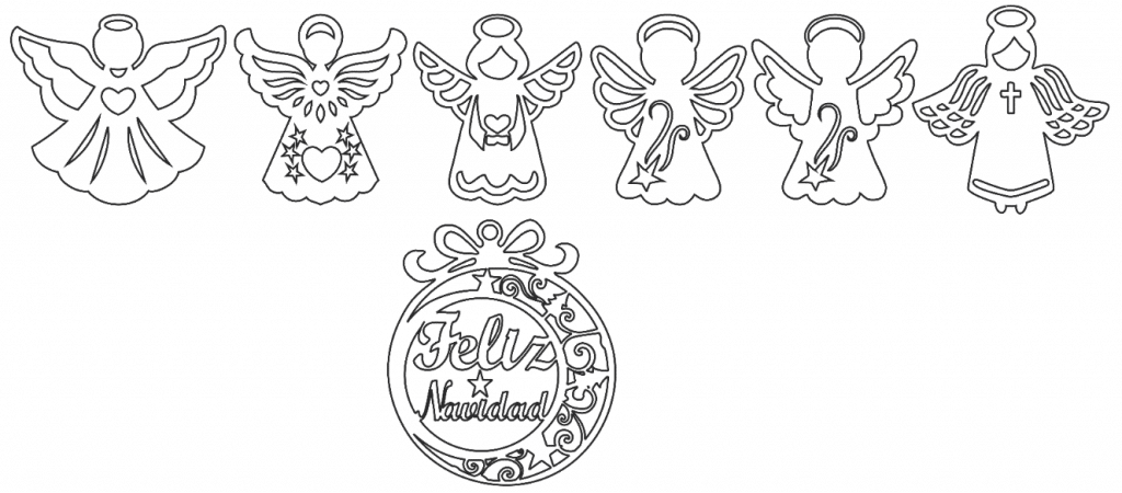 Ángeles navideños — vector para corte CNC