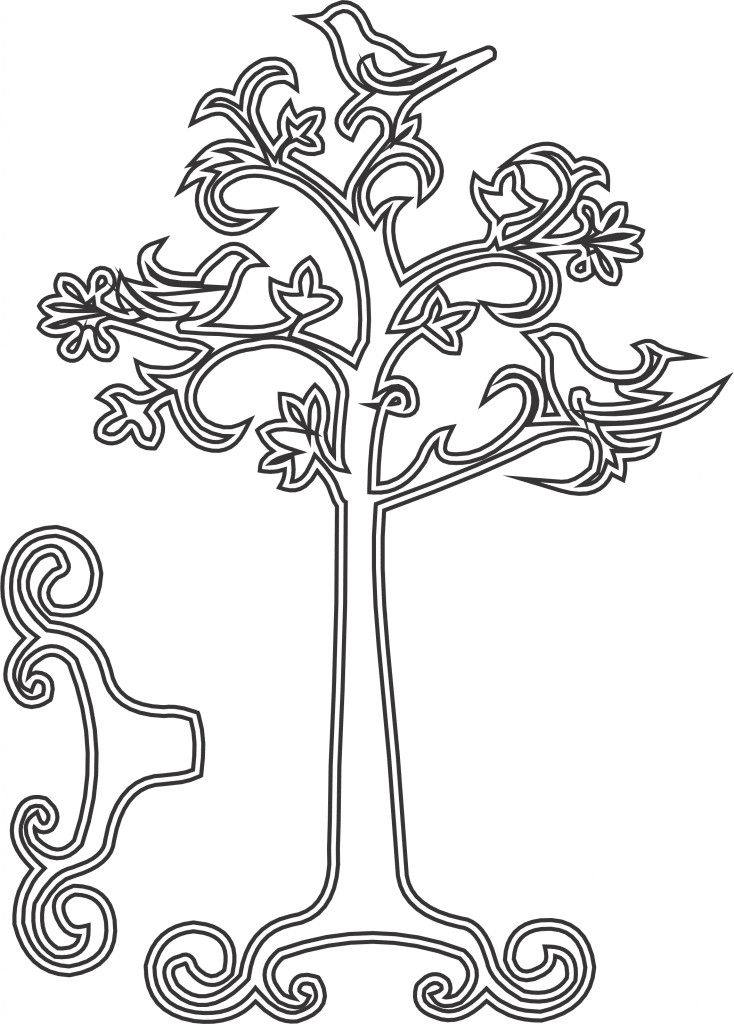 Silueta de árbol a doble línea — vector para corte CNC