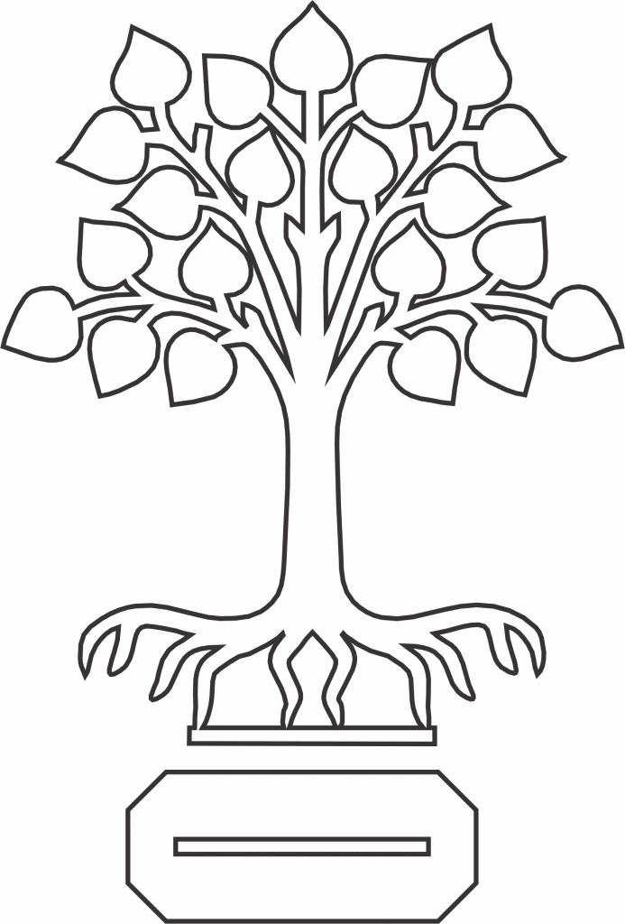 Árbol con raíces y base — vector para corte CNC