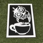 Cuadro de búho en tasa - Vector descarganle para corte CNC y grabado laser gratis | Stanser