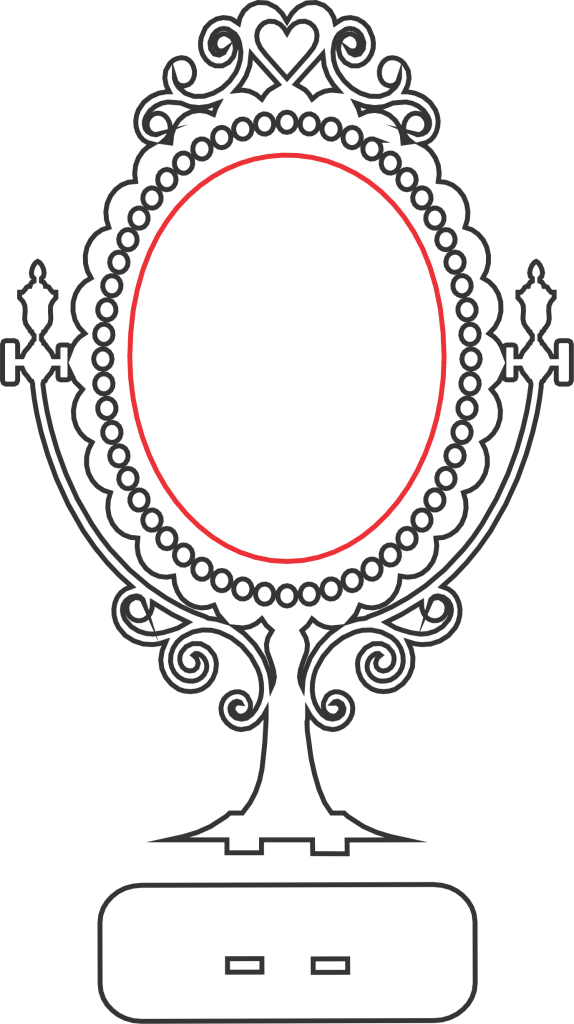 Espejo giratorio simulado, con base — vector para corte CNC