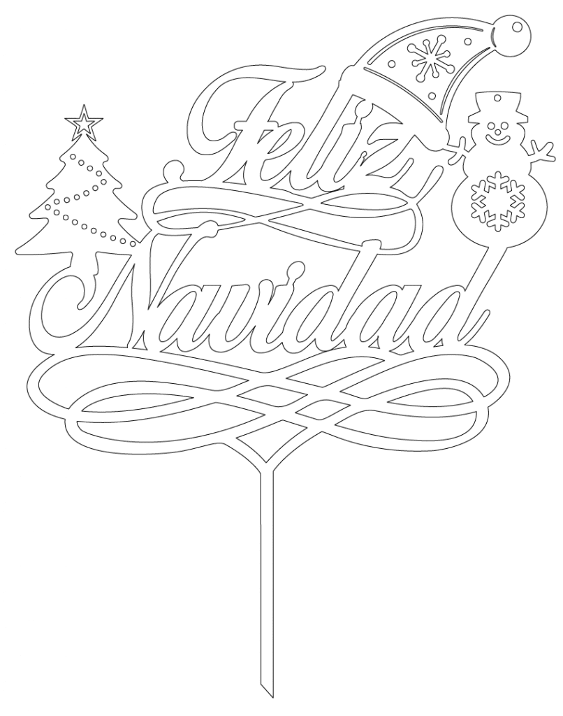 Decoración de pastel «Feliz Navidad» — vector para corte CNC