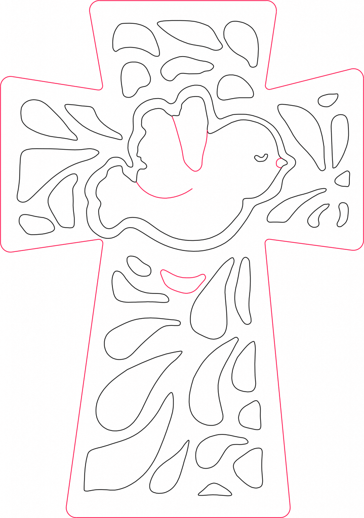 Cruz con paloma del Espíritu Santo — vector para corte CNC