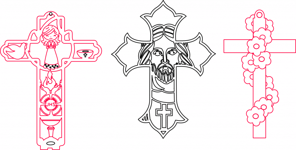 Tres cruces — vector para corte CNC