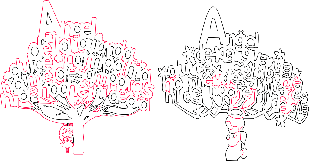 Árboles con oraciones — vector para corte CNC