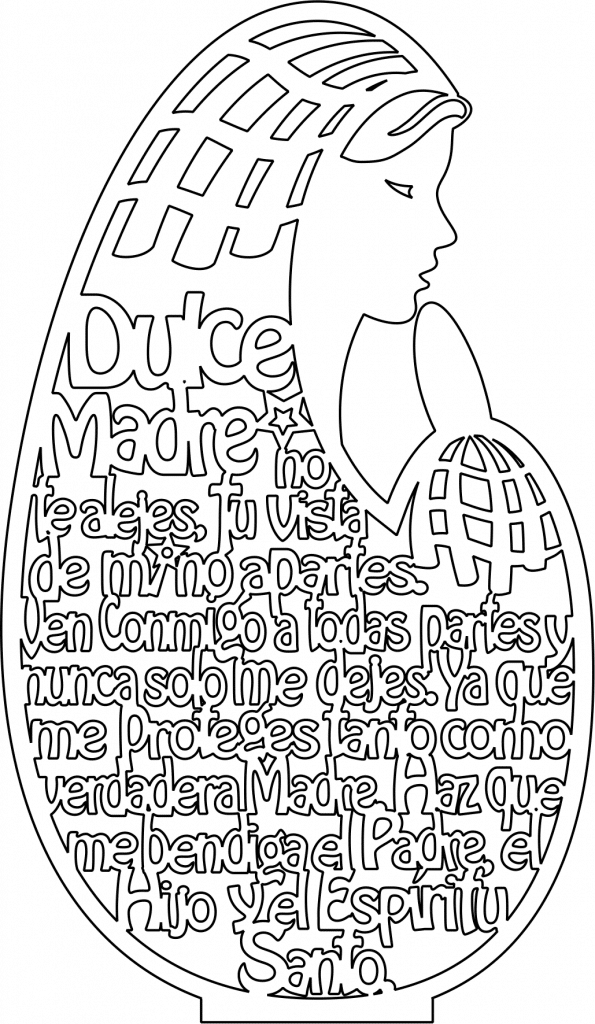 Virgen rezando con oración — vector para corte CNC