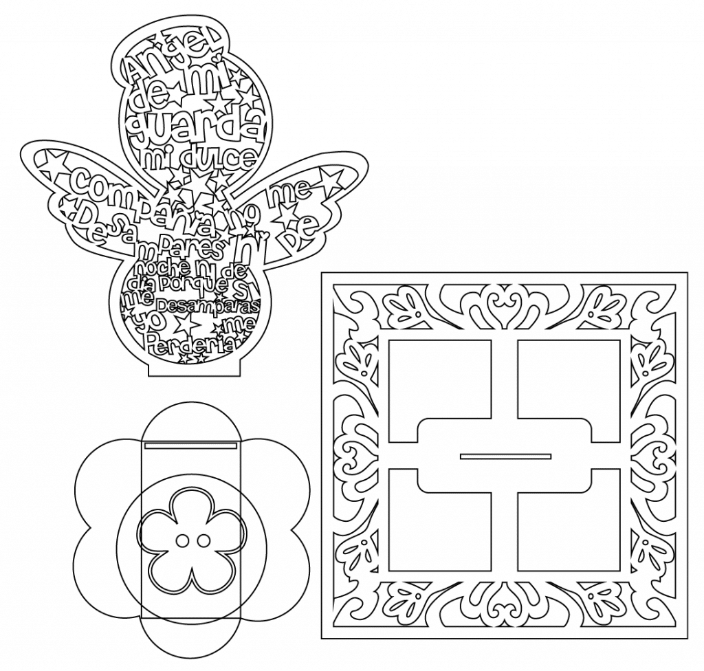 Ángel con 2 bases — vector para corte CNC