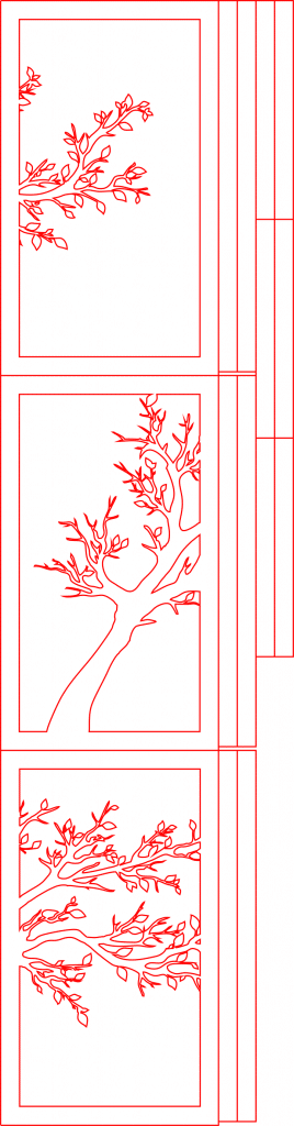 Árbol en tres cuadros — vector para corte CNC