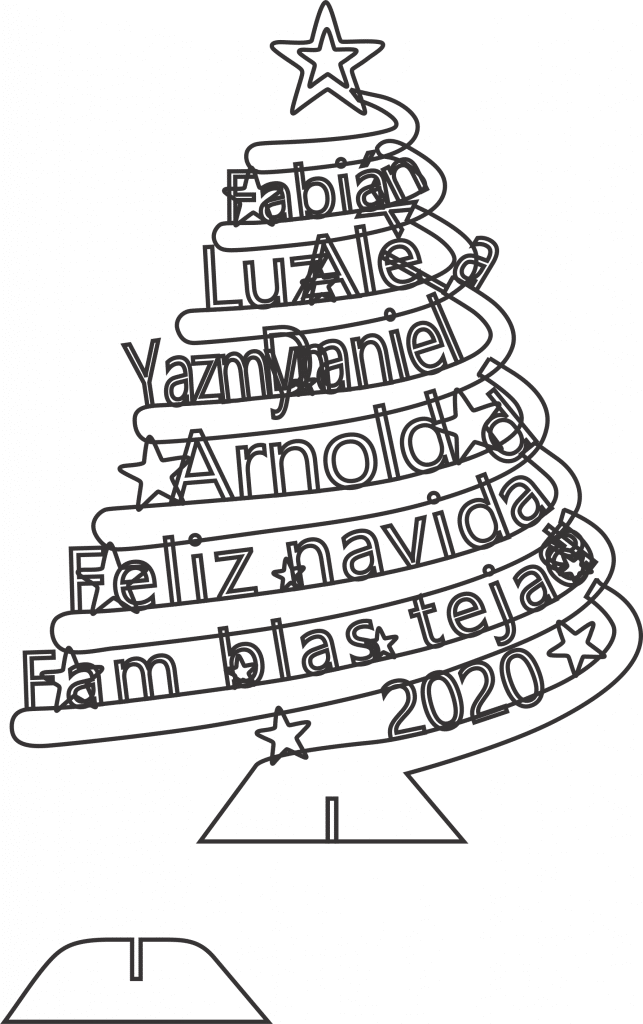 Árbol navideño con nombres — vector para corte CNC