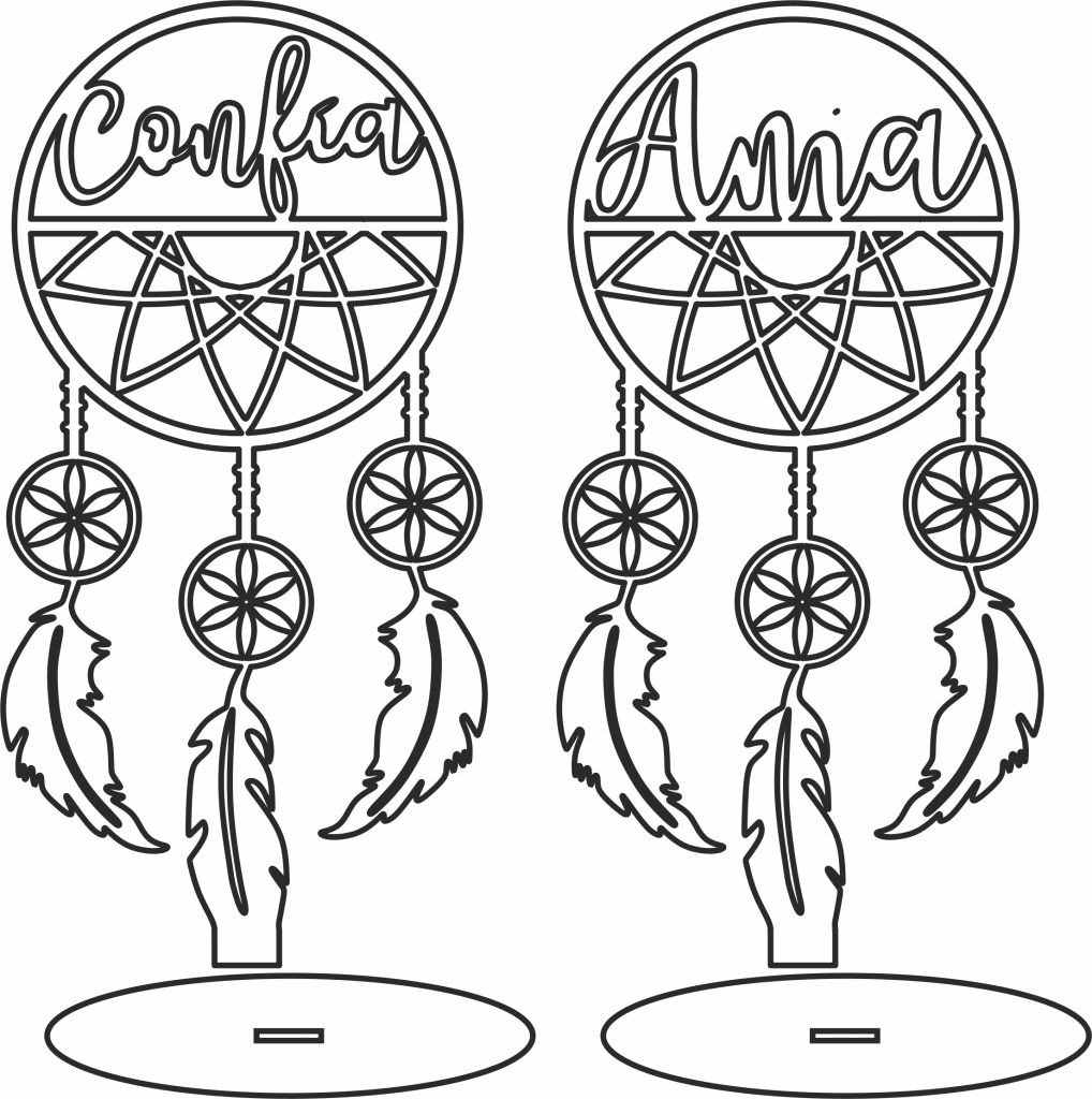 Atrapasueños «Confía, Ama» — vector para corte CNC