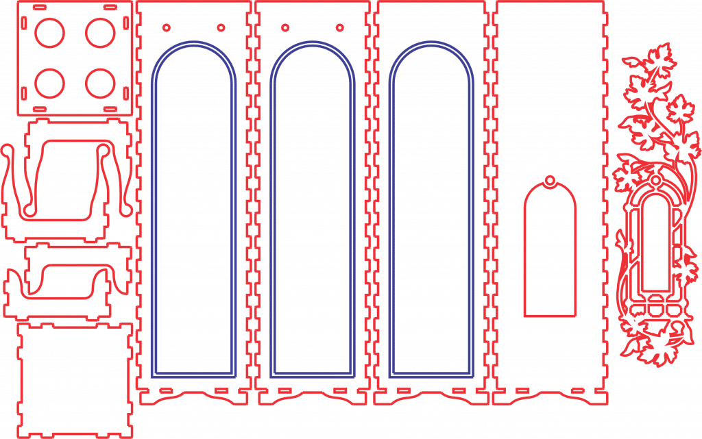 Caja para vino «Ventana con enredadera» — vector para corte CNC