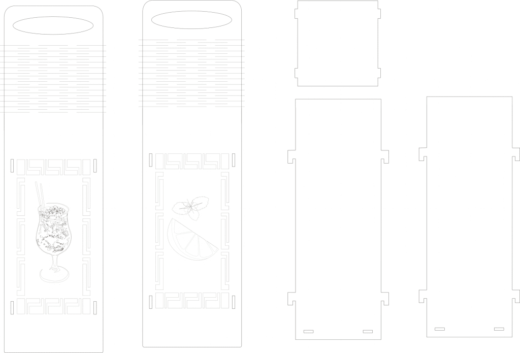 Caja para vino «Cóctel» — vector para corte CNC