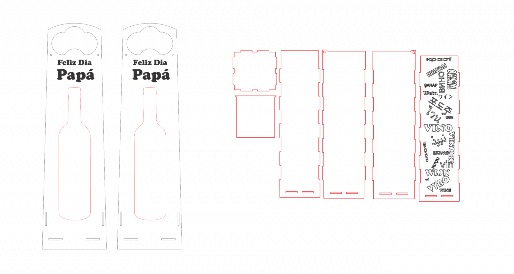 Cajas de vino «Feliz día Papá» — vector para corte CNC