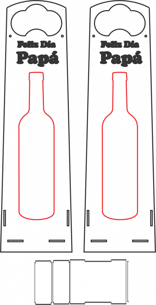 Caja para vino «Feliz día Papá» — vector para corte CNC