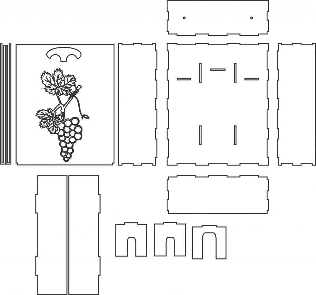 Caja para tres botellas de vino — vector para corte CNC