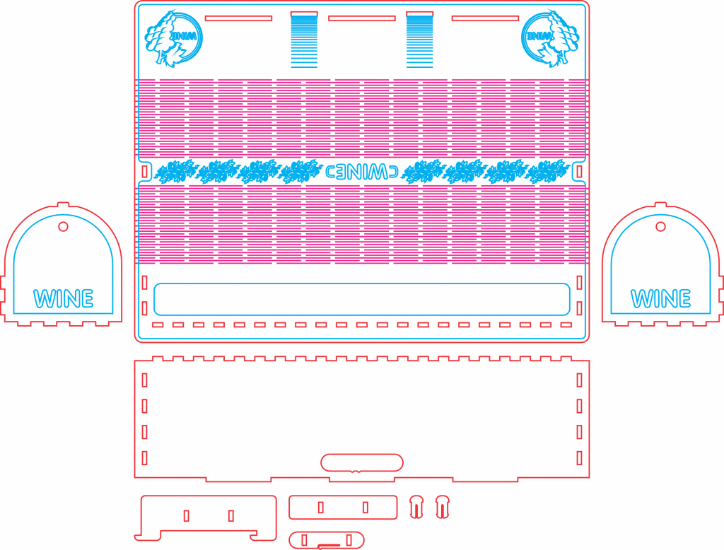 Caja para vino con bisagras vivas — vector para corte CNC