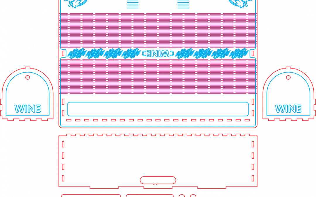 Caja para vino con bisagras vivas