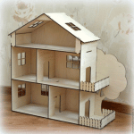 Casa de muñecas con balcones - Vector descarganle para corte CNC y grabado laser gratis | Stanser