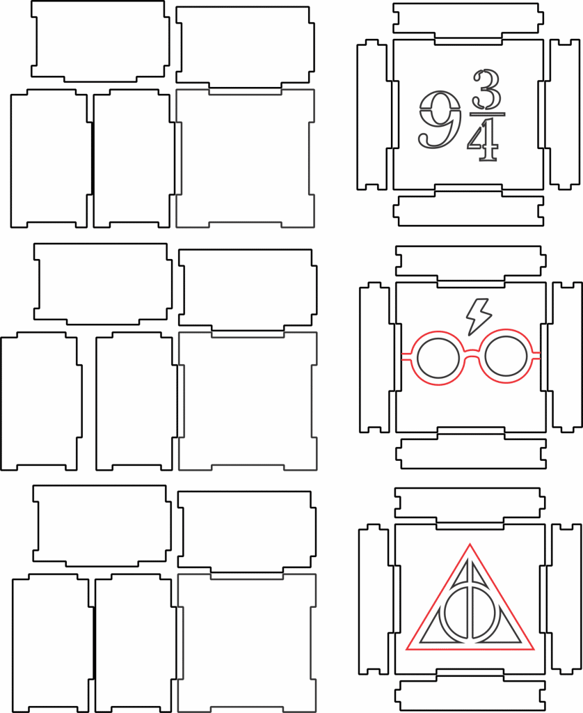 Juego de 3 cajas cuadradas — vector para corte CNC