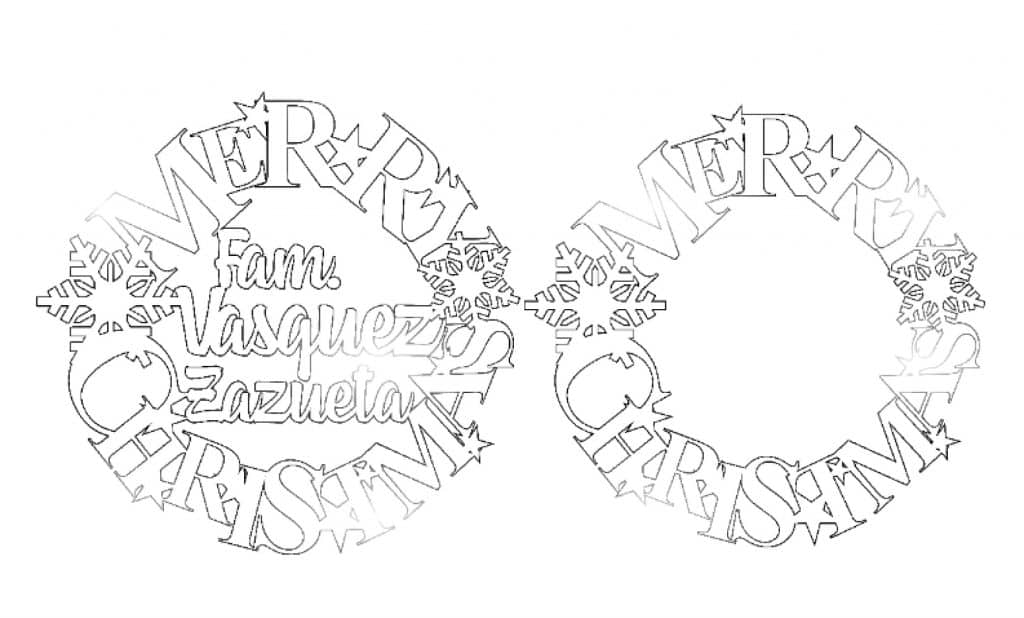 Corona navideña familiar — vector para corte CNC