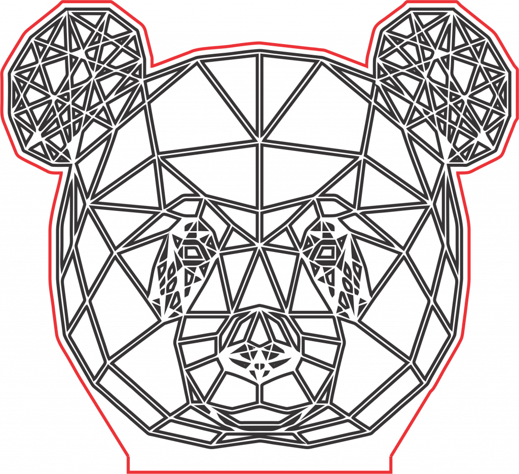 Panda geométrico — vector para corte CNC