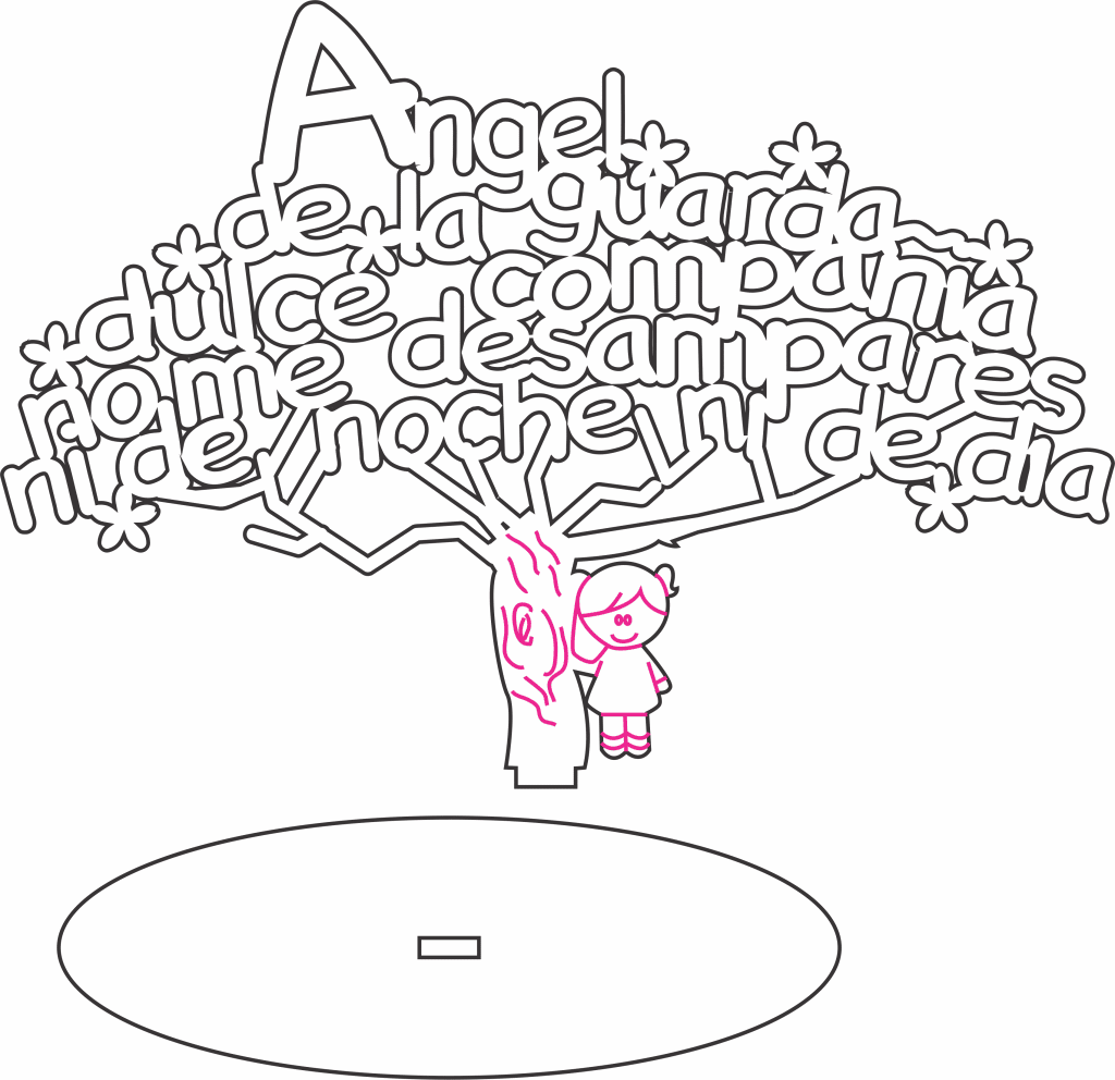 Árbol «Ángel de la guarda» — vector para corte CNC
