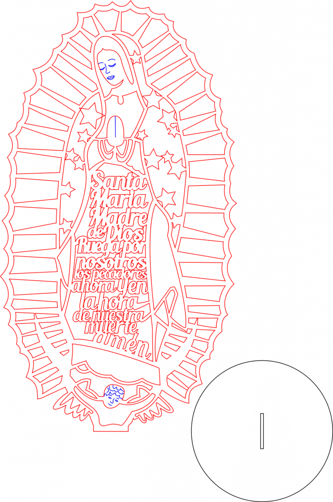 Virgen «Ruega por nosotros» — vector para corte CNC