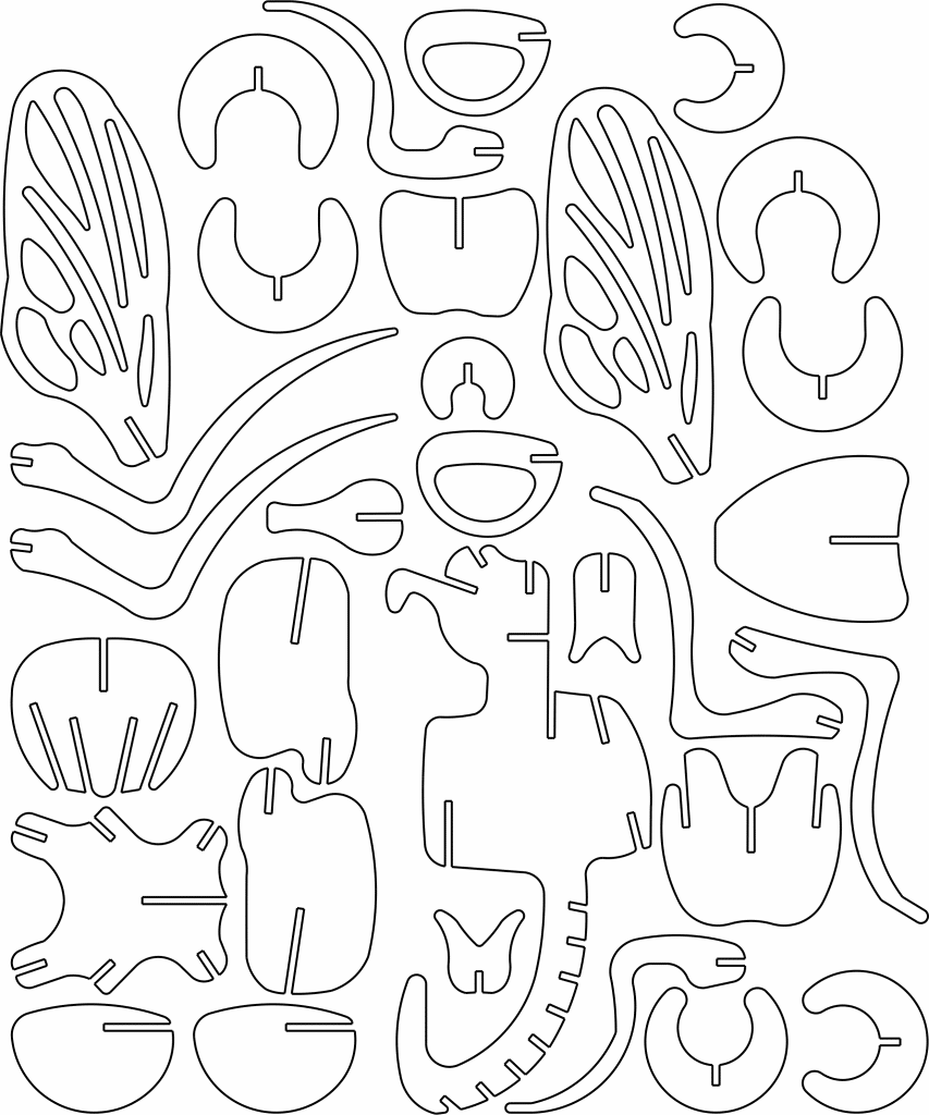 Piezas de dinosaurio — vector para corte CNC