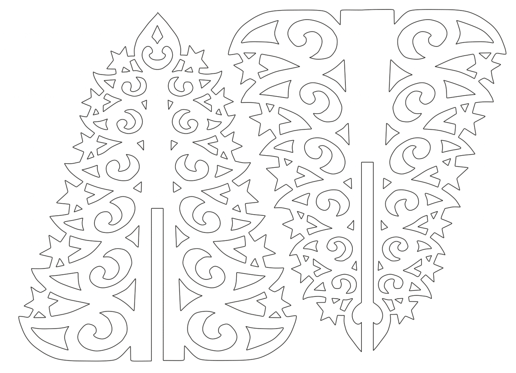 Decoración de pino navideño (ensamblable) — vector para corte CNC