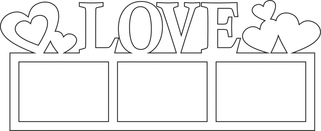 Portarretratos LOVE con corazones — vector para corte CNC