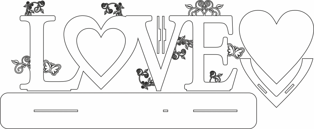 Palabra LOVE con base — vector para corte CNC