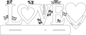 Palabra LOVE con base