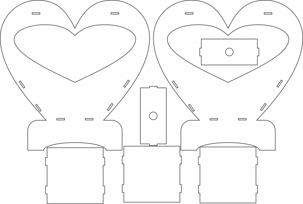 Canastilla de corazón — vector para corte CNC