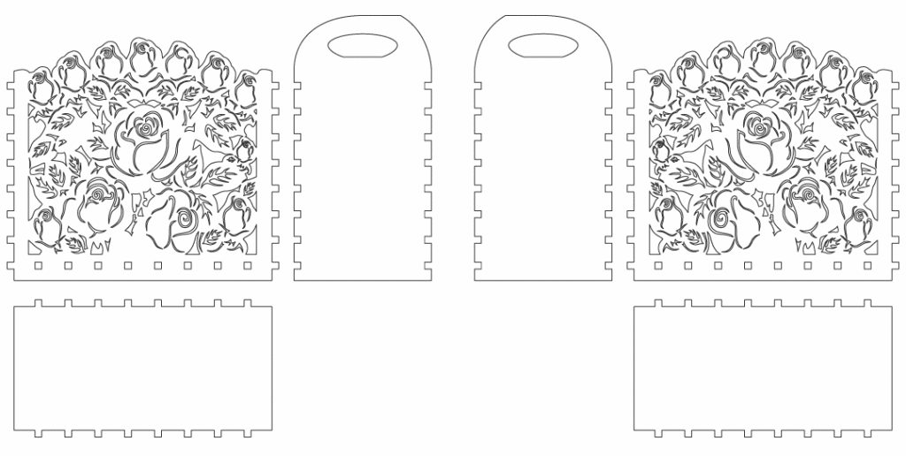 Caja decorada con rosas — vector para corte CNC