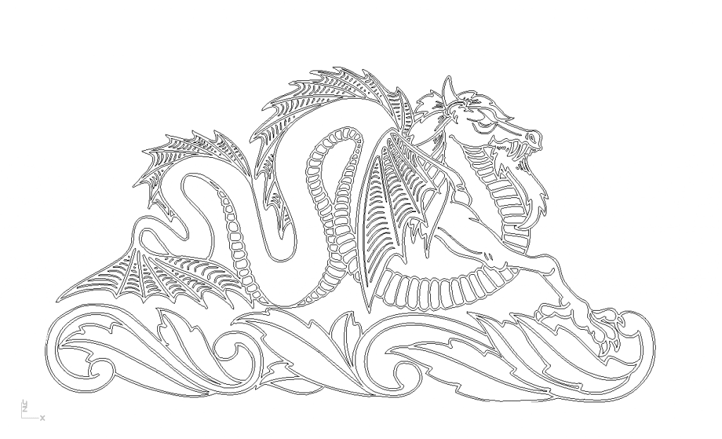 Dragón de mar — vector para corte CNC