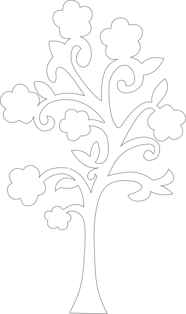 Silueta de árbol florido — vector para corte CNC