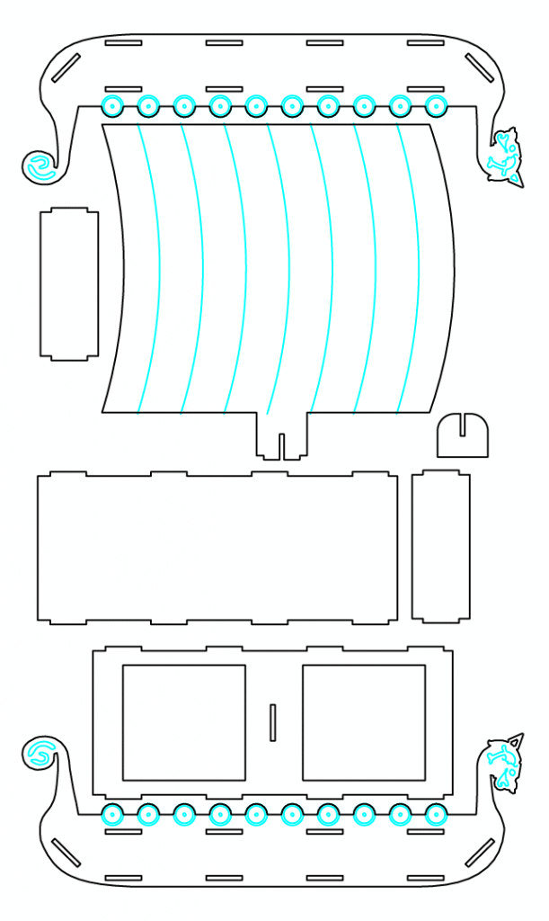 Barco vikingo sencillo — vector para corte CNC