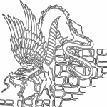 Dragón occidental sobre pared - Vector descarganle para corte CNC y grabado laser gratis | Stanser