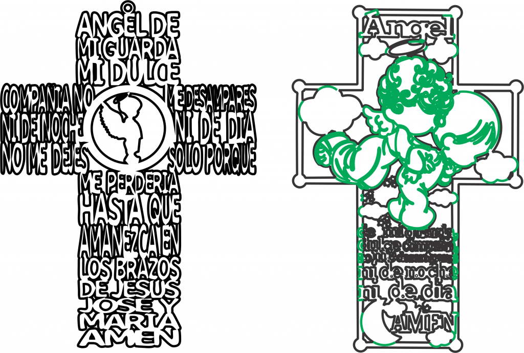 Cruces con angelitos — vector para corte CNC