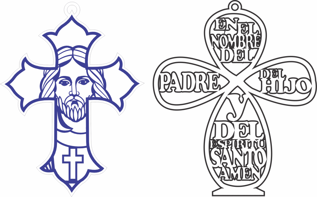 Par de Cruces «Jesús» — vector para corte CNC