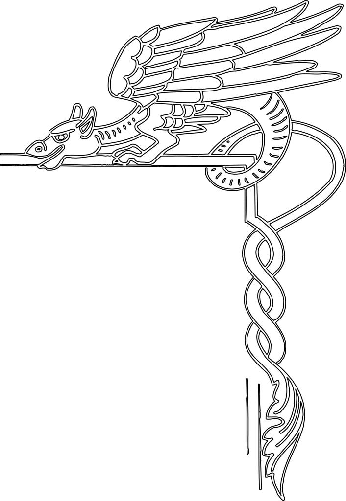 Pequeño dragón con alas — vector para corte CNC